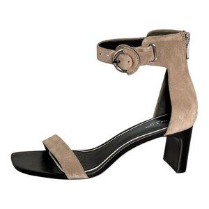 Rag & Bone Ellis Mid Heel Suede Leather Sandal In Light Sand Size 38, US 8